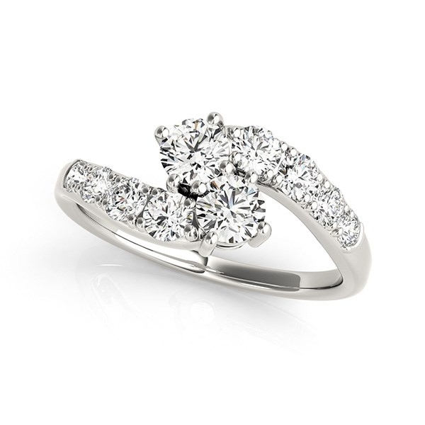 14k White Gold Two Stone Overlap Design Diamond Ring (1 cttw)