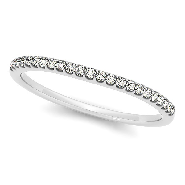 14k White Gold Scallop Setting Round Diamond Wedding Band (1/10 cttw)