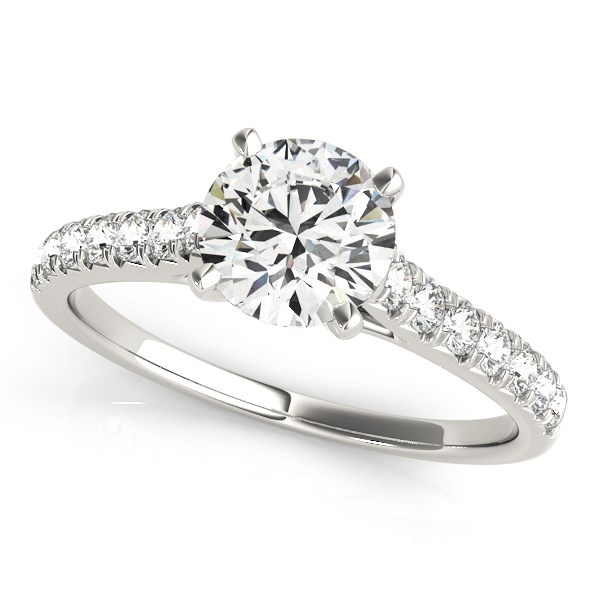 14k White Gold Single Row Band Diamond Engagement Ring (1 1/3 cttw) - Elegant and Timeless