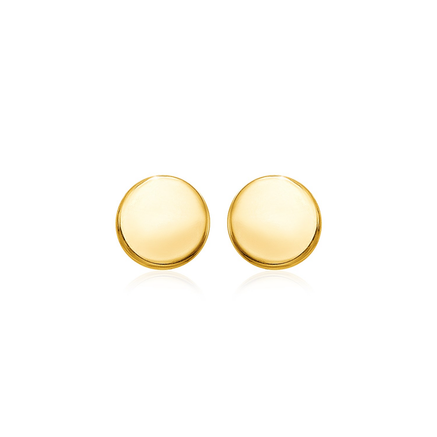 14k Yellow Gold Polished Round Post Earrings | Classic Design