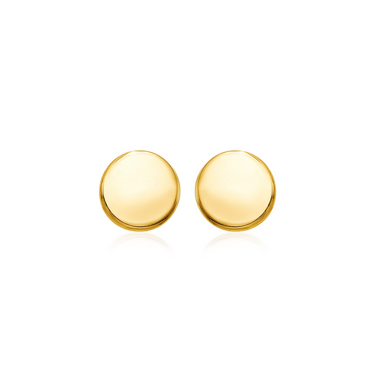 14k Yellow Gold Polished Round Post Earrings | Classic Design