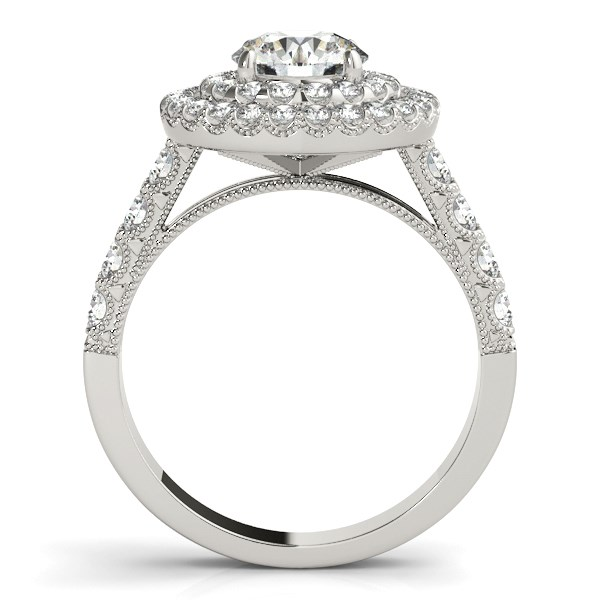 14k White Gold Diamond Engagement Ring with Double Pave Halo (2 5/8 cttw) | Exquisite Design