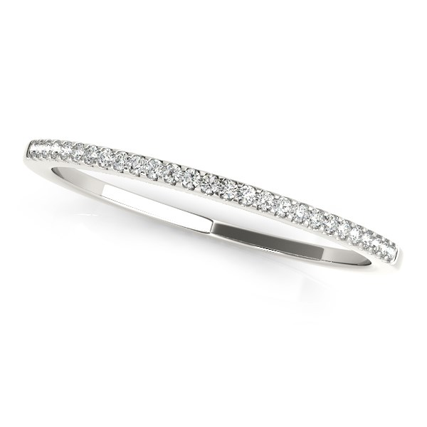 14k White Gold Slim Round Pave Set Wedding Band (1/10 cttw) - Elegant and Timeless