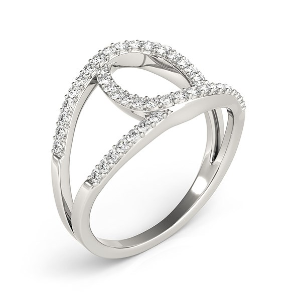 14k White Gold Diamond Loop Style Dual Band Ring (1/2 cttw) - Elegant and Timeless Design