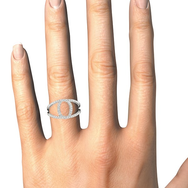 14k White Gold Diamond Loop Style Dual Band Ring (1/2 cttw) - Elegant and Timeless Design