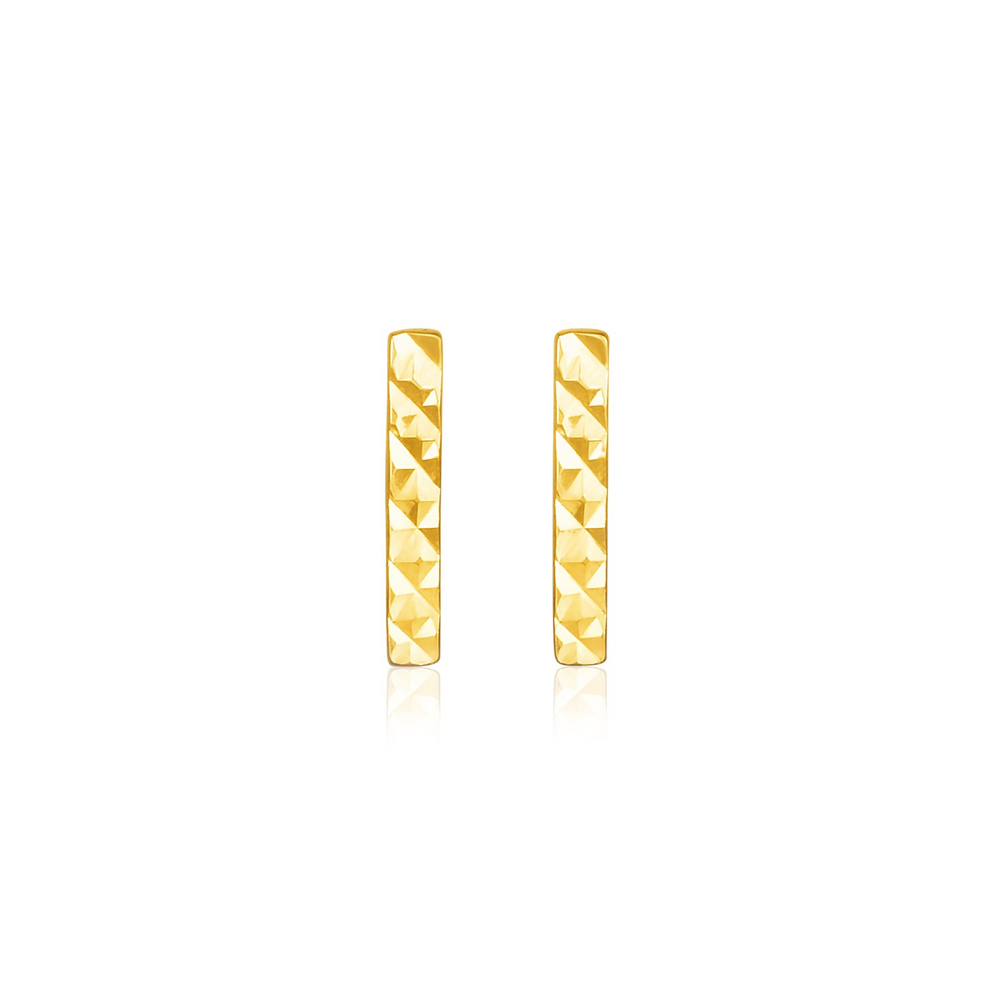 14k Yellow Gold Textured Bar Earrings - Elegant and Unique Jewelry