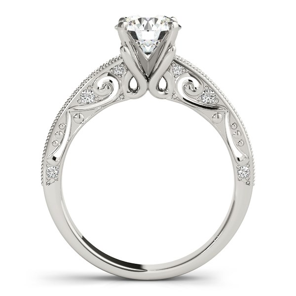 14k White Gold Antique Pronged Round Diamond Engagement Ring (1 1/8 cttw) - Elegant and Timeless Design