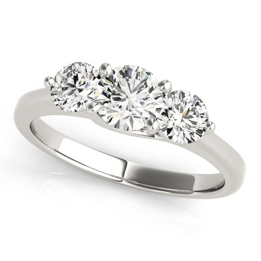 14k White Gold Classic 3 Stone Round Diamond Engagement Ring (1 cttw) | Buy Now at Sparkle Jewelers