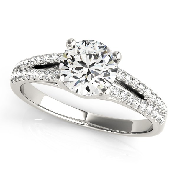 14k White Gold Split Shank Round Diamond Engagement Ring (1 1/8 cttw) | Exquisite Jewelry