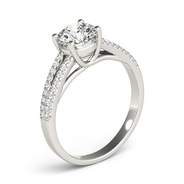 14k White Gold Split Shank Round Diamond Engagement Ring (1 1/8 cttw) | Exquisite Jewelry