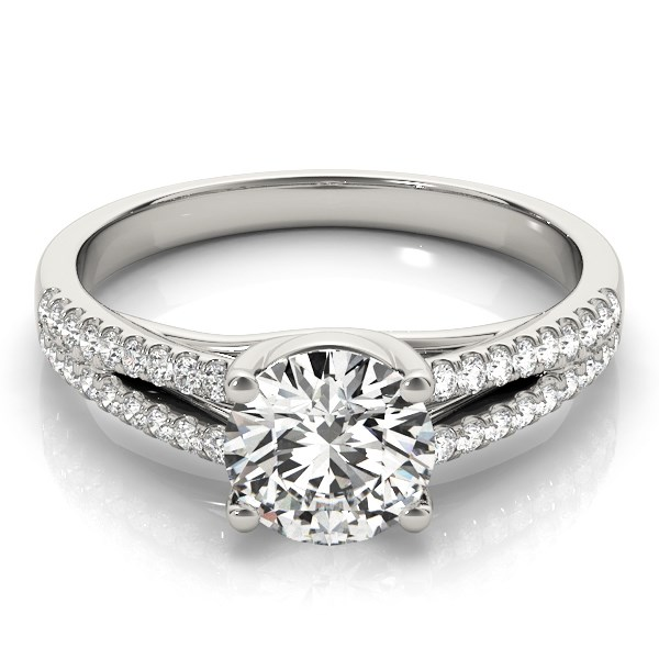 14k White Gold Split Shank Round Diamond Engagement Ring (1 1/8 cttw) | Exquisite Jewelry