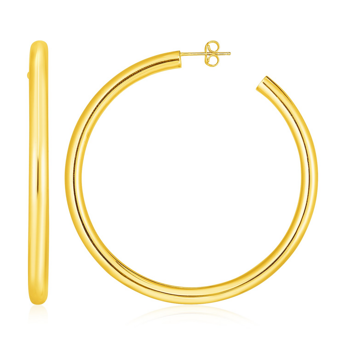 14k Yellow Gold Polished Hoop Earrings - Elegant and Timeless