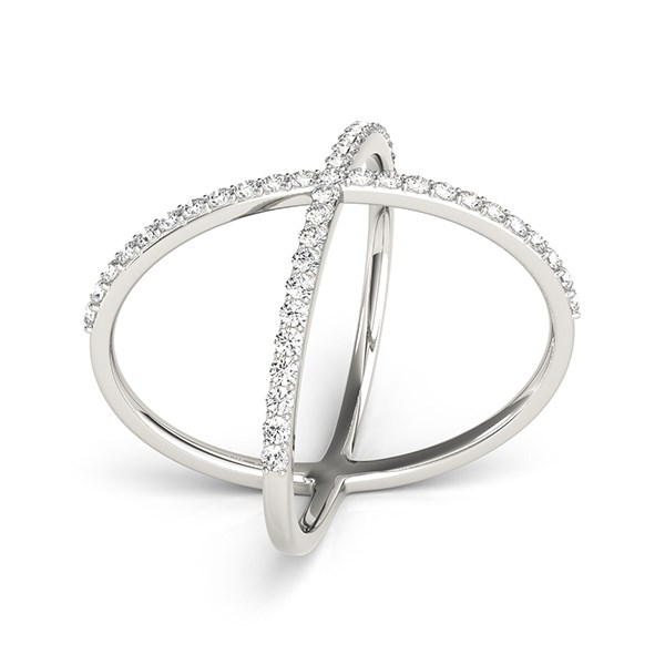 14k White Gold X Style Thin Ring with Diamonds (1/2 cttw)