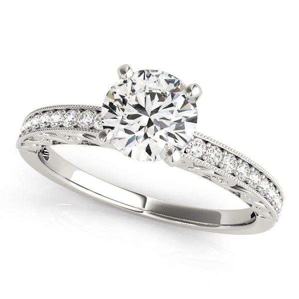 14k White Gold Antique Style Diamond Engagement Ring (1 1/8 cttw) | Elegant Vintage Design