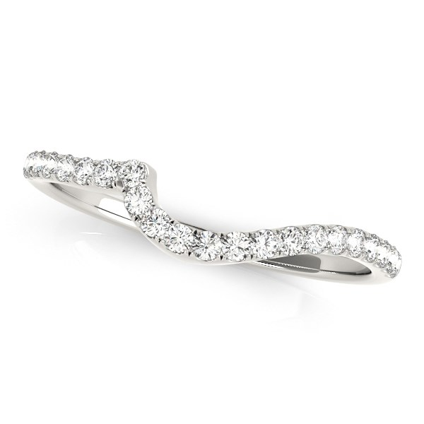 14k White Gold Round Pave Setting Curved Diamond Wedding Ring (1/5 cttw)