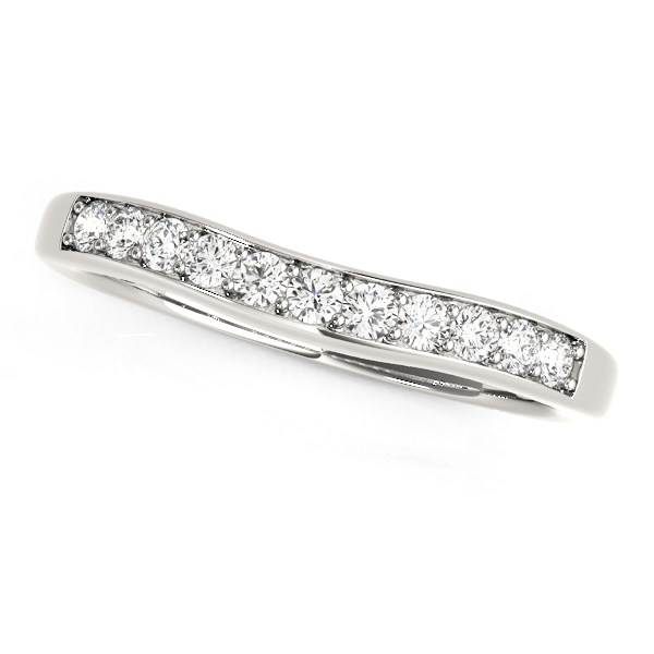 14k White Gold Curved Diamond Wedding Band (1/4 cttw) - Elegant and Timeless