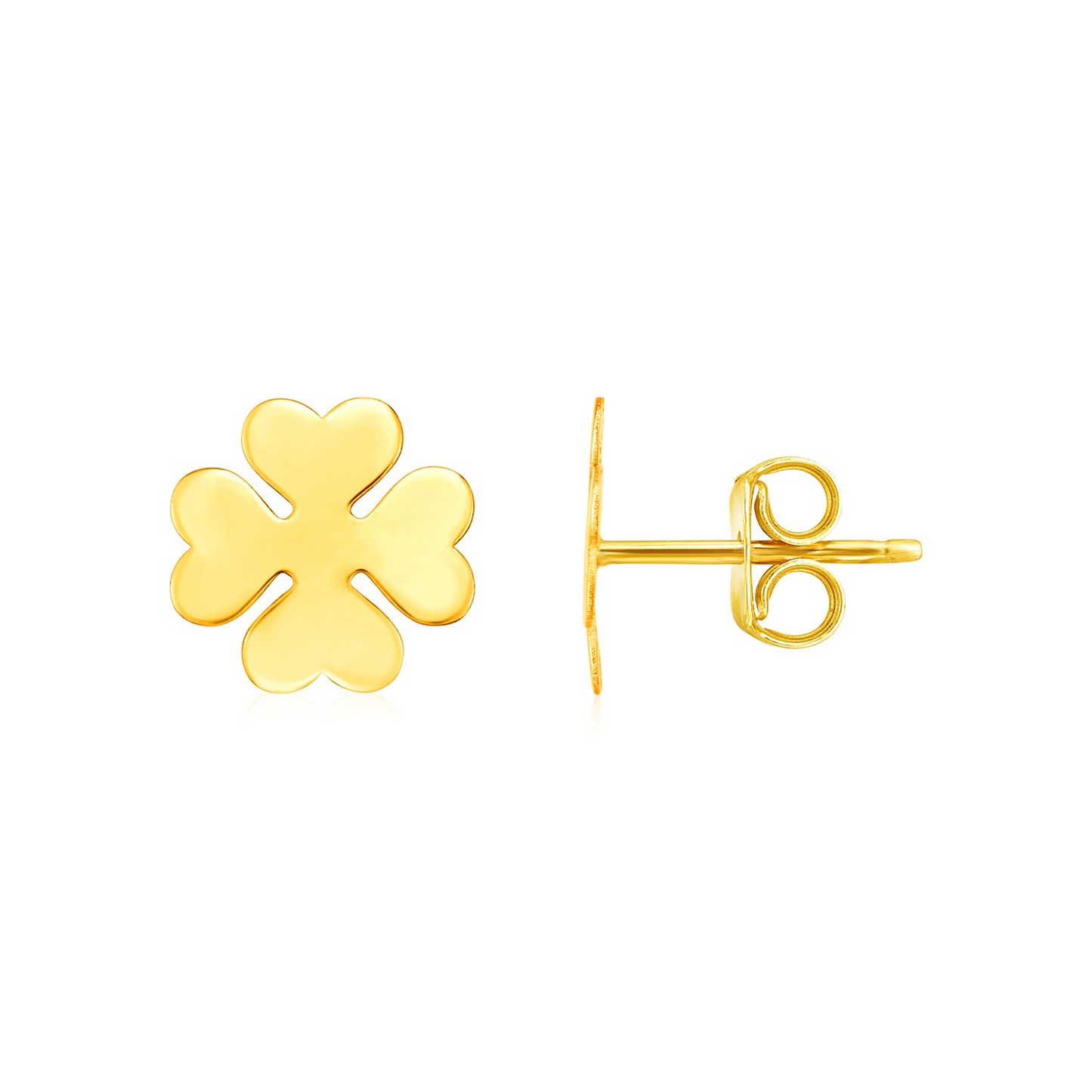 14K Yellow Gold Four Leaf Clover Earrings | Good Luck Jewelry