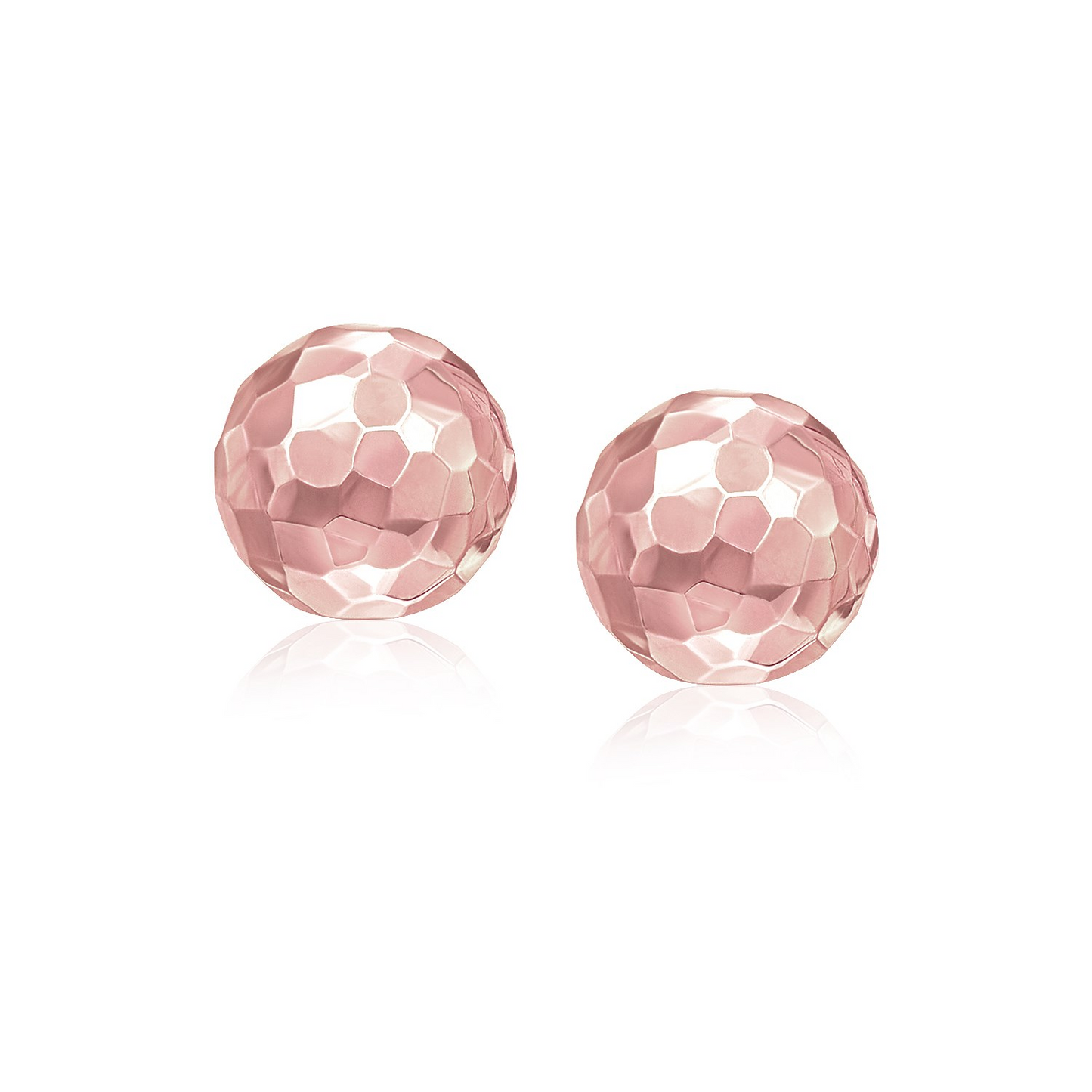 14k Rose Gold Round Faceted Style Stud Earrings | Exquisite Design