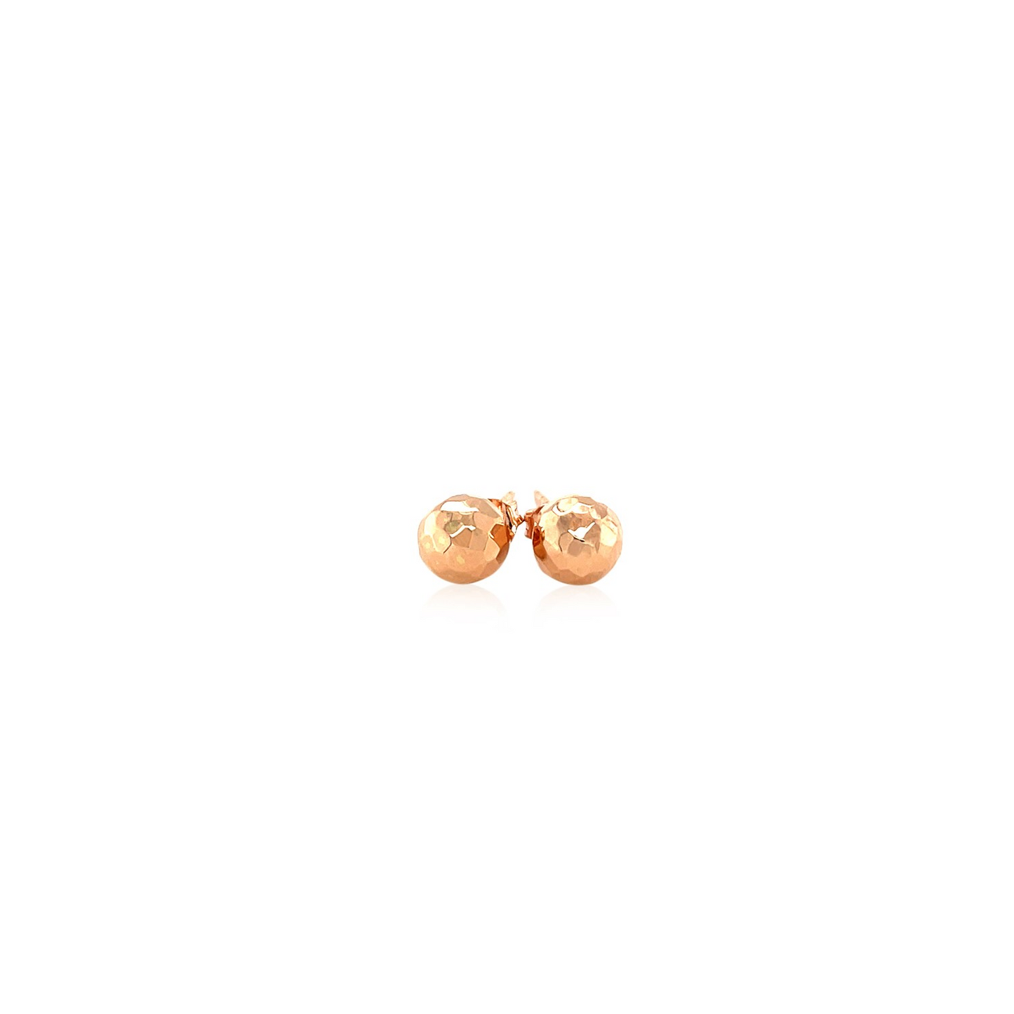 14k Rose Gold Round Faceted Style Stud Earrings | Exquisite Design