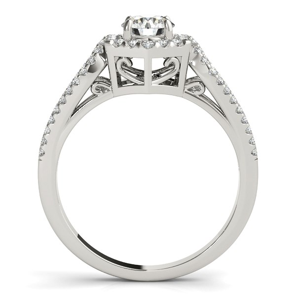 14k White Gold Diamond Engagement Ring with Hexagon Halo Border (7/8 cttw) | Elegant and Timeless Design