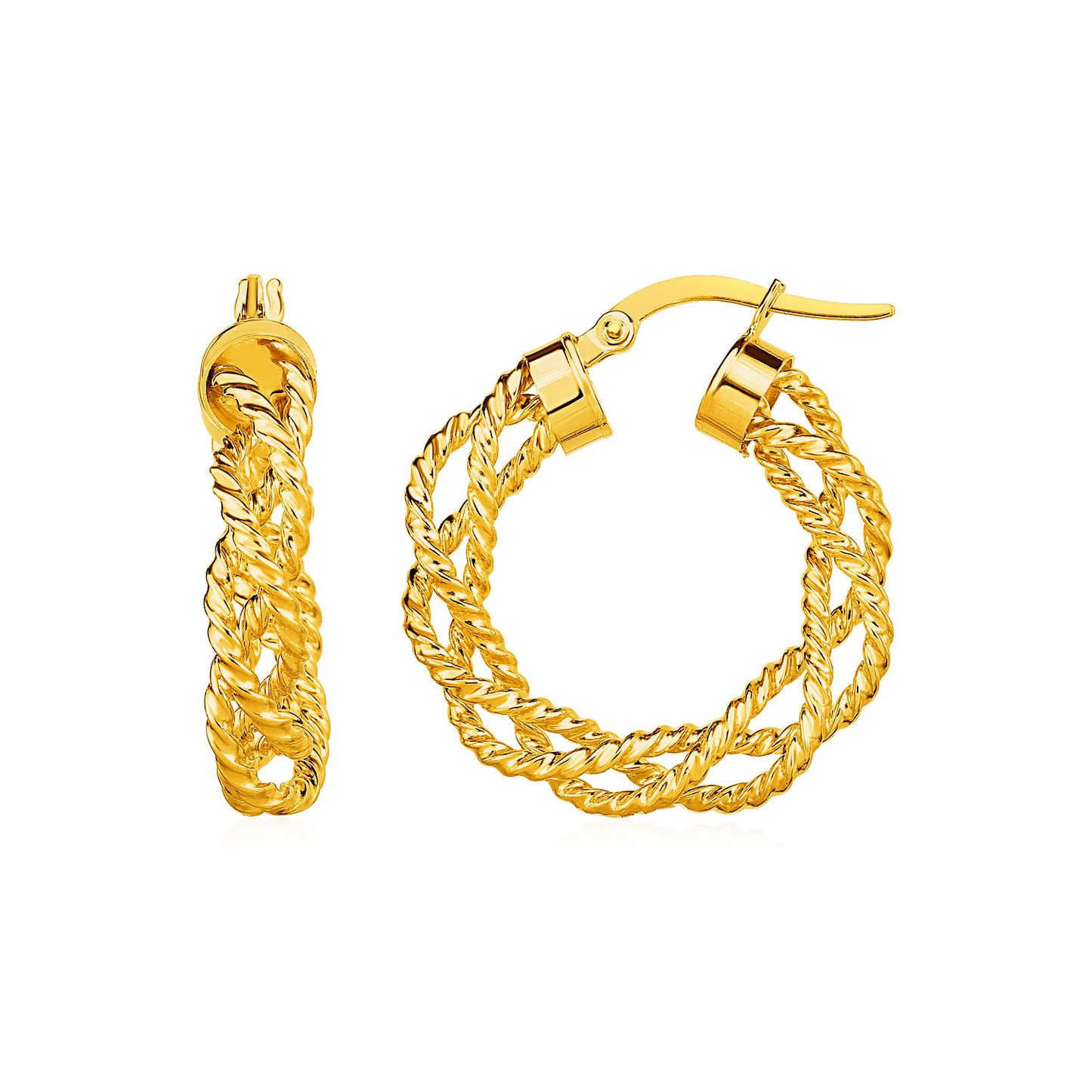 Textured Braided Hoop Earrings in 14k Yellow Gold - Stylish and Elegant | Shop Now