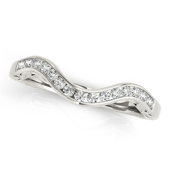 14k White Gold Curved Diamond Wedding Ring (1/10 cttw) | Exquisite Beauty