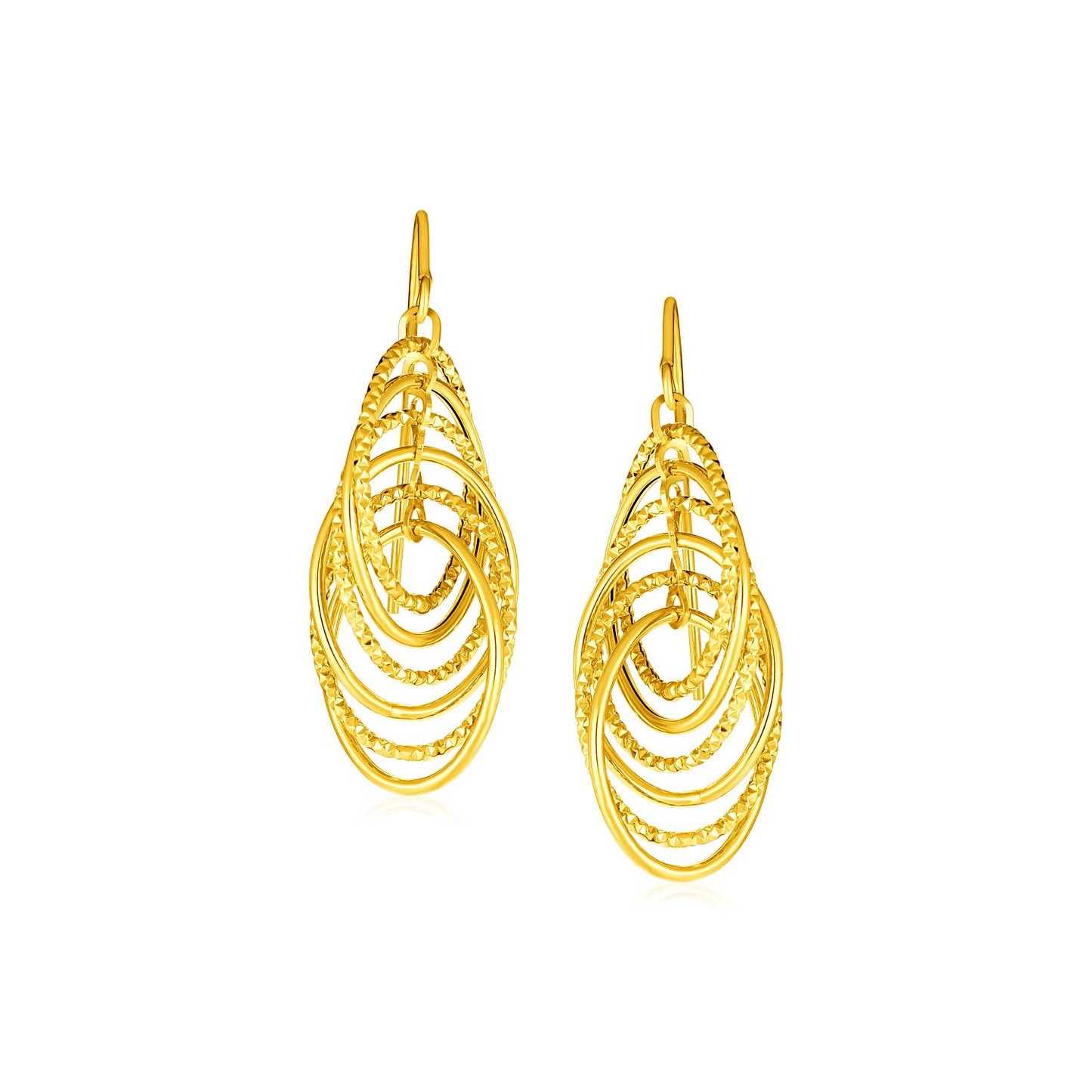 14k Yellow Gold Post Earrings with Graduated Spiral Dangles