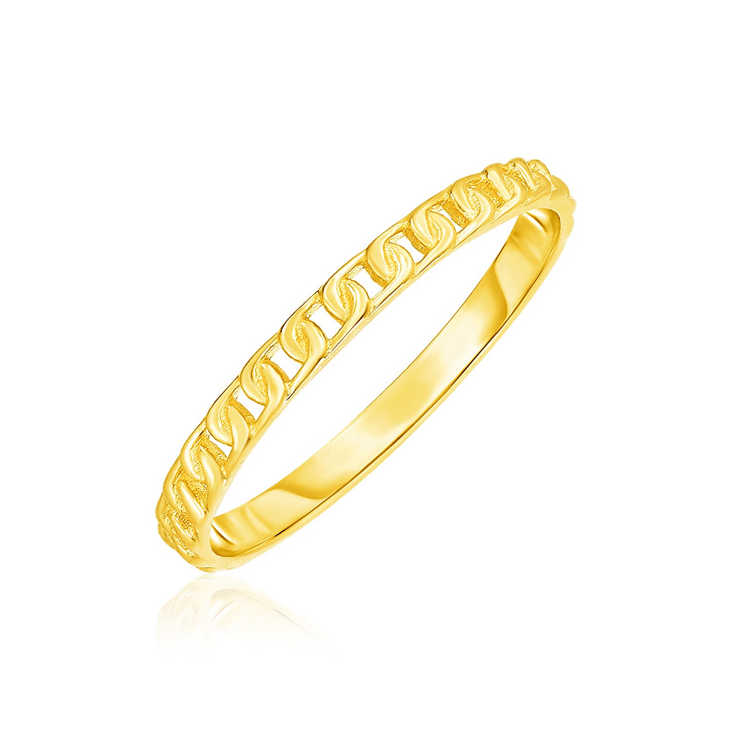 14k Yellow Gold Ring with Bead Texture - Elegant and Timeless