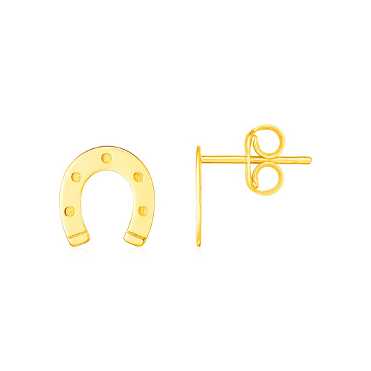 14K Yellow Gold Horseshoe Earrings - Radiant and Polished