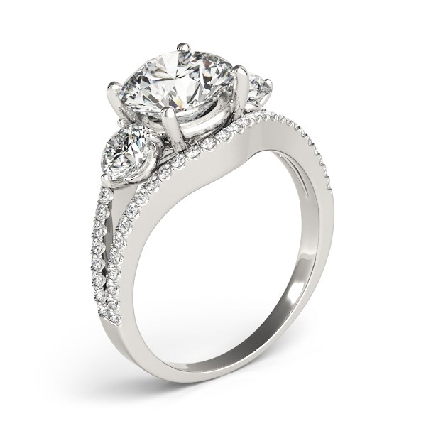 Make a Statement with the Stunning 14k White Gold 3 Stone Split Pave Shank Diamond Engagement Ring (2 3/4 cttw)