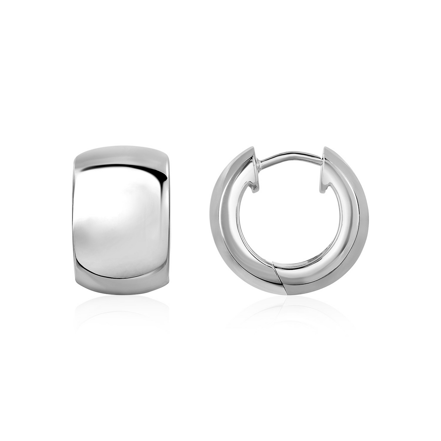 Polished Round Hoop Earrings in Sterling Silver - Elegant Jewelry for a Stylish Look