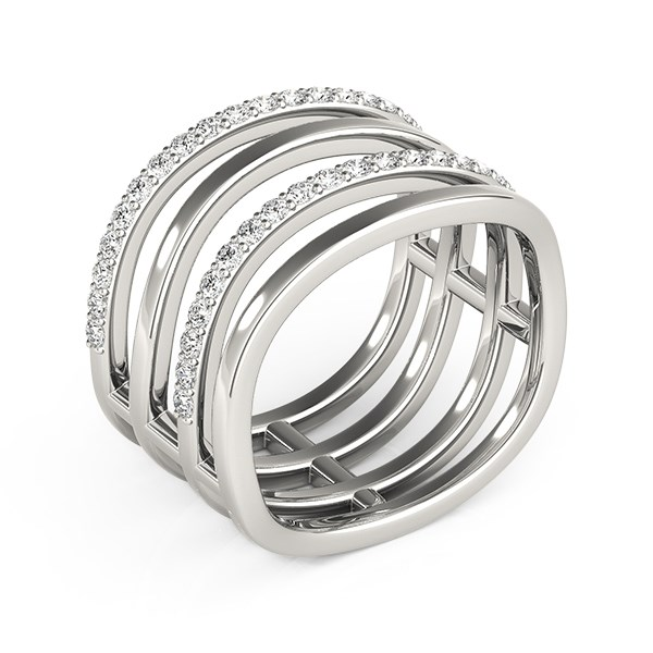 14k White Gold Multiple Band Design Ring with Diamonds (3/8 cttw) - Elegant and Dazzling