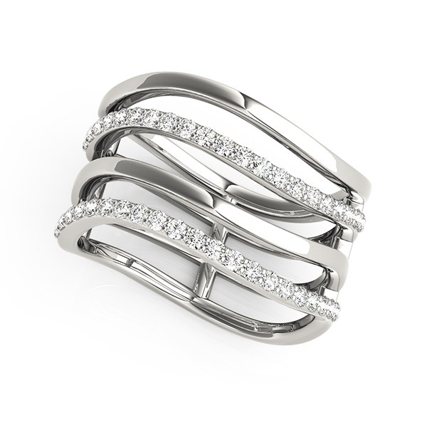 14k White Gold Multiple Band Design Ring with Diamonds (3/8 cttw) - Elegant and Dazzling