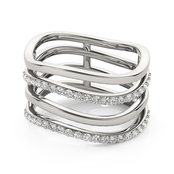 14k White Gold Multiple Band Design Ring with Diamonds (3/8 cttw) - Elegant and Dazzling