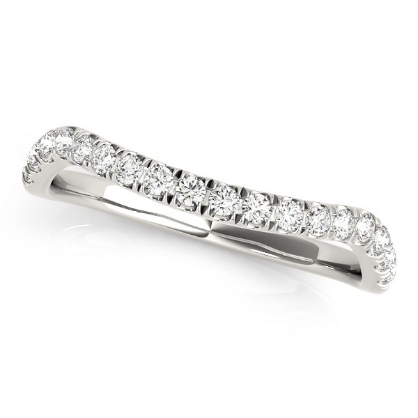 14k White Gold Curved Design Diamond Wedding Band (1/4 cttw) | Elegant and Radiating Style