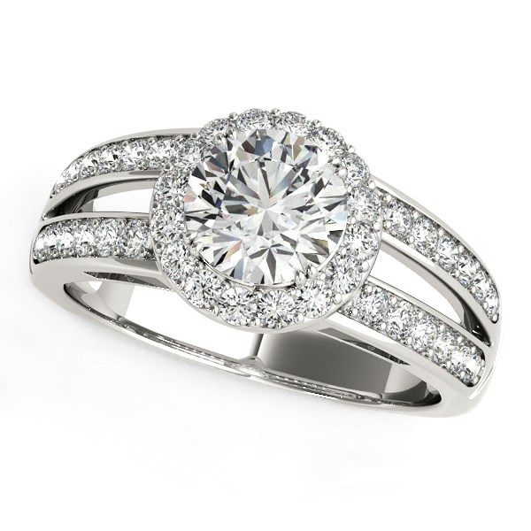 14k White Gold Round Split Shank Style Diamond Engagement Ring (1 1/2 cttw) - Exquisite and Sparkling