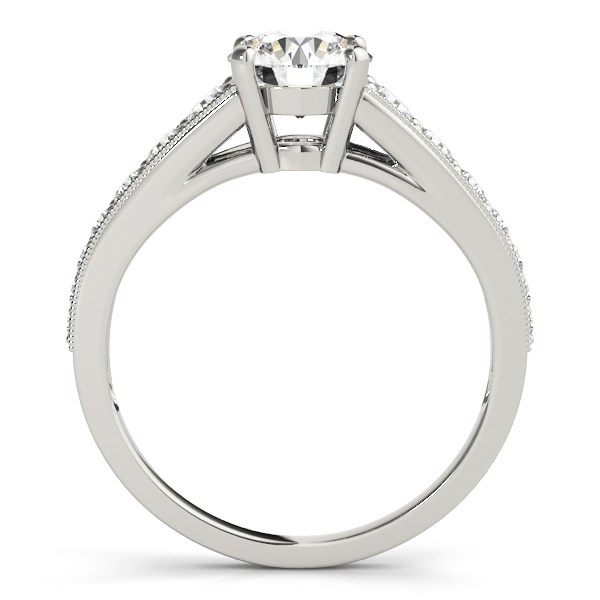 14k White Gold Antique Tapered Shank Diamond Engagement Ring (1 3/8 cttw) | Elegant Vintage Style