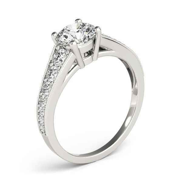 14k White Gold Antique Tapered Shank Diamond Engagement Ring (1 3/8 cttw) | Elegant Vintage Style