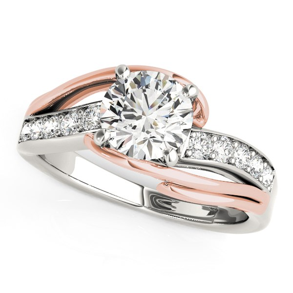 14k White And Rose Gold Bypass Shank Diamond Engagement Ring (1 1/8 cttw) | Stunning Design