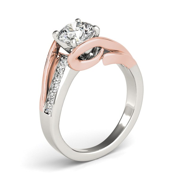 14k White And Rose Gold Bypass Shank Diamond Engagement Ring (1 1/8 cttw) | Stunning Design