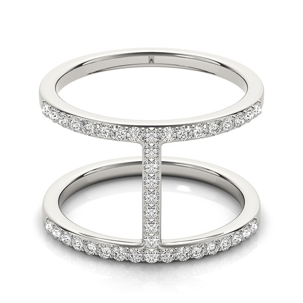 14k White Gold Dual Band Bridge Style Diamond Ring (3/8 cttw) - Stunning Design