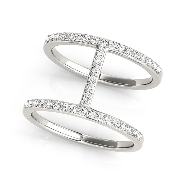 14k White Gold Dual Band Bridge Style Diamond Ring (3/8 cttw) - Stunning Design