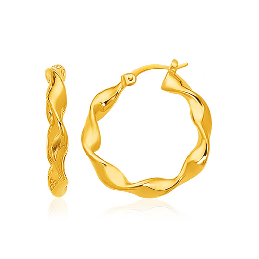 14k Yellow Gold Large Twisted Hoop Earrings - Modern Update