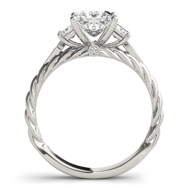 14k White Gold Princess Cut 3 Stone Antique Style Diamond Ring (1 1/8 cttw) - Buy Now at Best Price