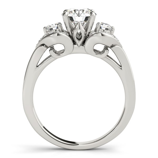 14k White Gold 3 Stone Diamond Engagement Antique Style Ring (1 3/8 cttw) - Exquisite Beauty and Timeless Elegance