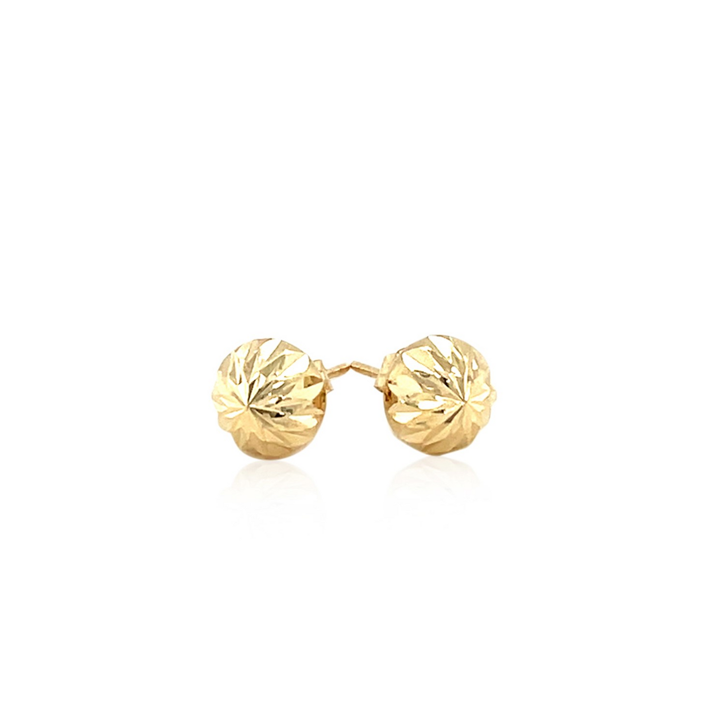 14k Yellow Gold Textured Flat Style Stud Earrings | Dainty and Lovely