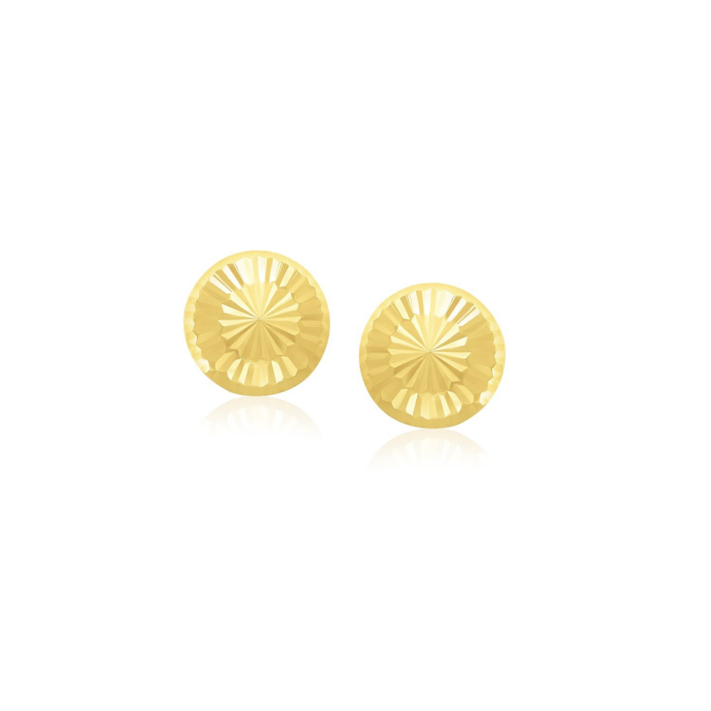 14k Yellow Gold Textured Flat Style Stud Earrings | Dainty and Lovely