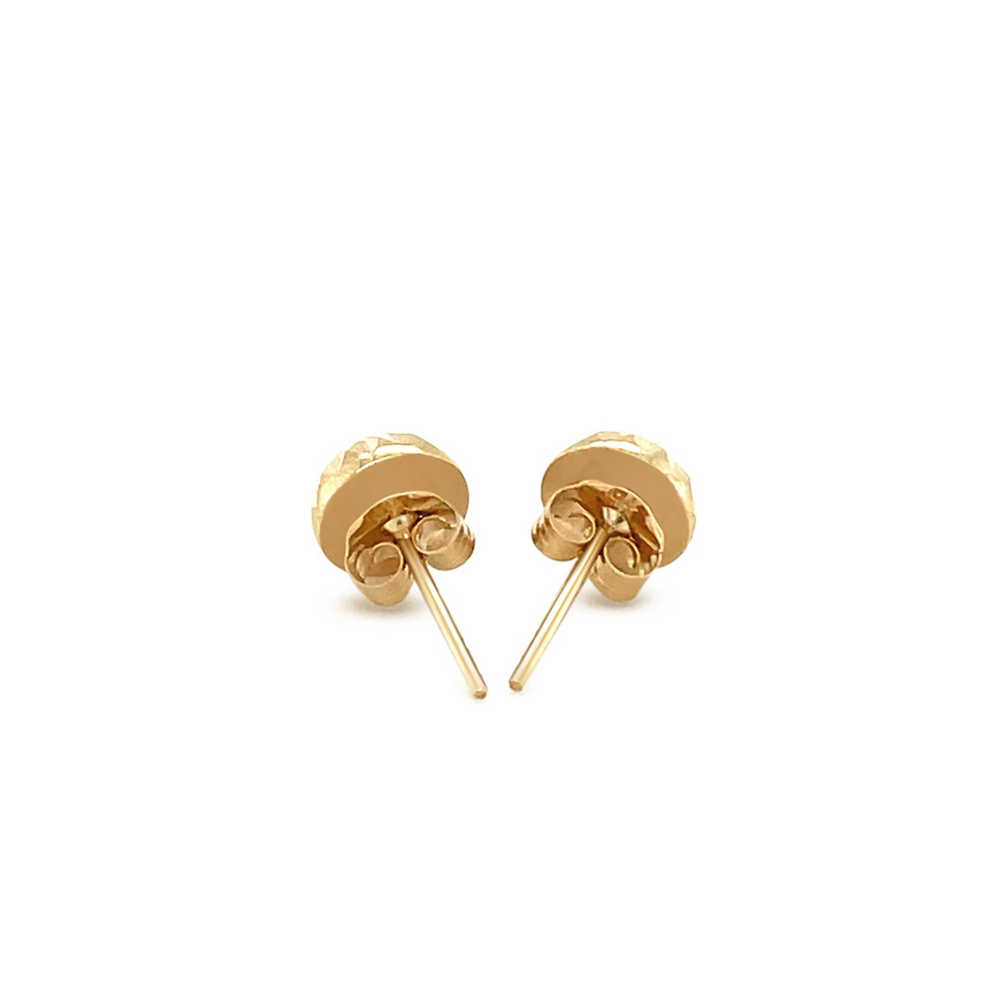 14k Yellow Gold Textured Flat Style Stud Earrings | Dainty and Lovely