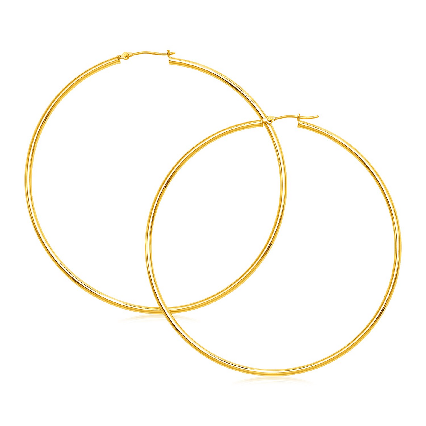 14k Yellow Gold Large Polished Hoop Earrings | Statement Jewelry