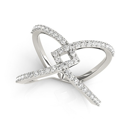 14k White Gold Fancy Entwined Design Diamond Ring (1/2 cttw)